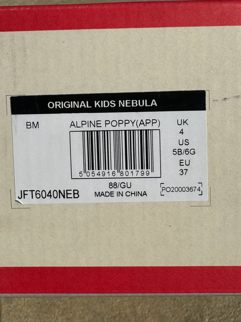 Hunter Original Kids Nebula-JFT6040NEB-Alpine Poppy-Size 5B/6G